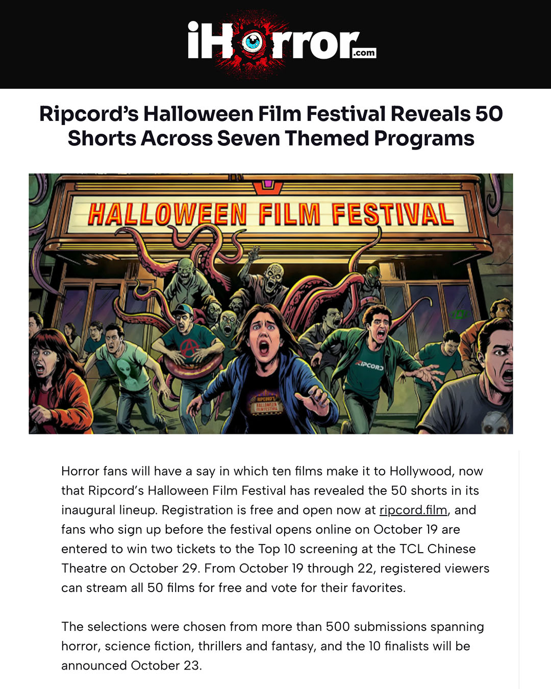 50 shorts. 7 themed programs. From Sweet Dreams to Monster Party, ihorror has the full…