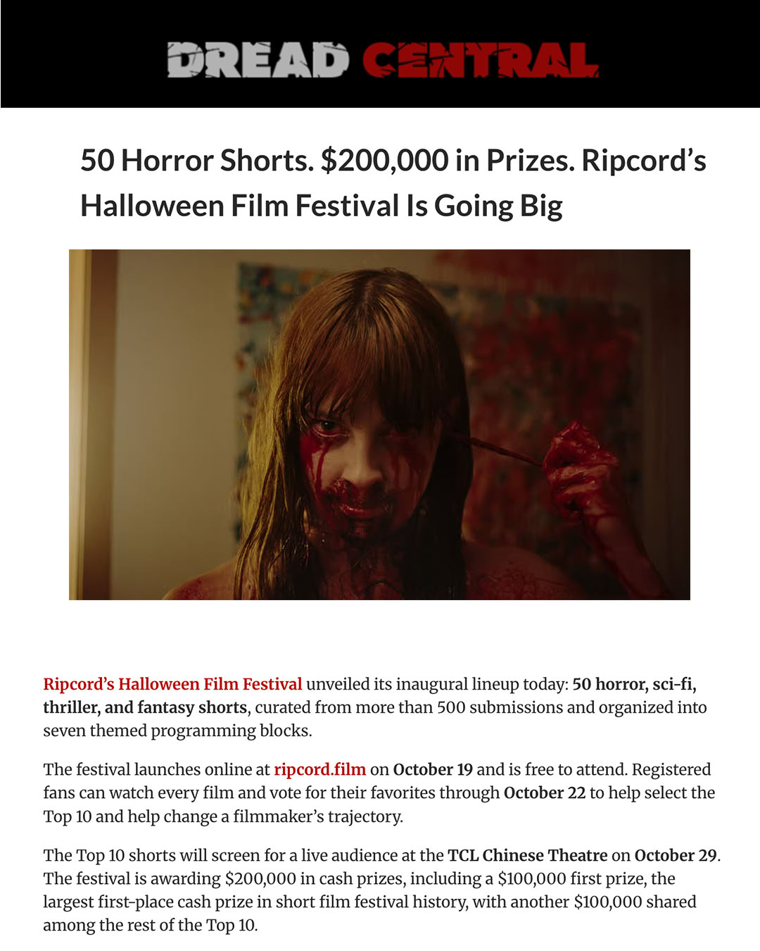 We’re going big. @dreadcentral breaks down Ripcord’s Halloween Film Festival: 50 horror…