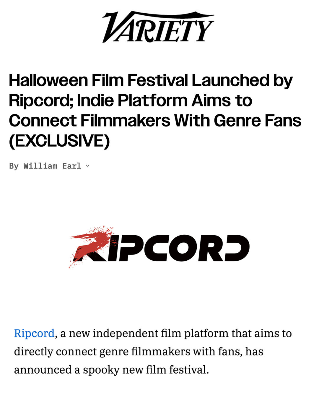 Calling all genre film lovers and filmmakers—Ripcord’s Halloween Film Festival will…